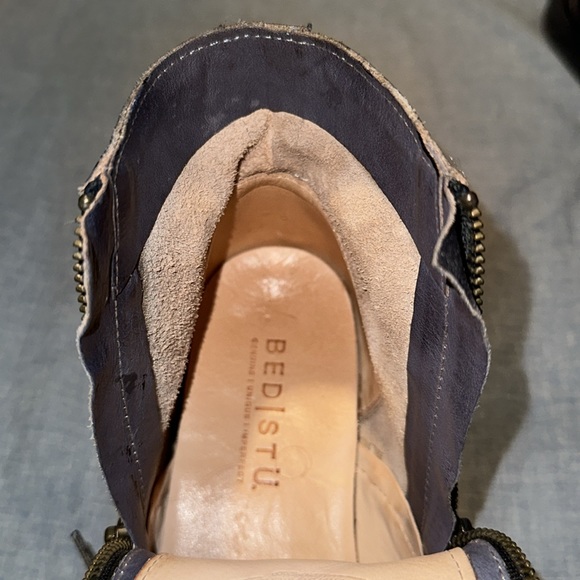 Bed Stu Bonnie Women Ankle Boots Blue Maroon Leather Stitching Zipper Laces 9 - Picture 11 of 16